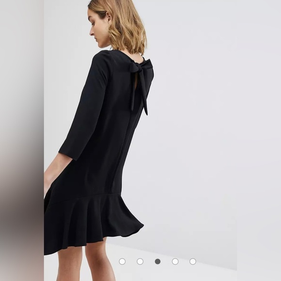 River Island River 3/4 Sleeve Hanky Hem Swing Dress, black, size US 8/ UK 12 - Picture 2 of 11